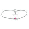 Thumbnail Image 0 of 5.0mm Heart-Shaped Lab-Created Ruby and White Sapphire "MOM" Toggle Bracelet in Sterling Silver - 7.25"