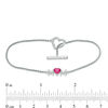 Thumbnail Image 2 of 5.0mm Heart-Shaped Lab-Created Ruby and White Sapphire "MOM" Toggle Bracelet in Sterling Silver - 7.25"
