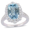 Thumbnail Image 1 of Elongated Blue and White Topaz Scallop Frame Ring in Sterling Silver