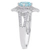 Thumbnail Image 3 of 6.0mm Cushion-Cut Blue Topaz and 0.19 CT. T.W. Diamond Flower Frame Split Shank Ring in Sterling Silver