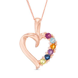 Mother's Birthstone Heart Pendant (3-7 Stones)