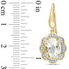 Thumbnail Image 2 of Oval Green Quartz and 0.20 CT. T.W. Diamond Scallop Frame Drop Earrings in Sterling Silver with Yellow Rhodium