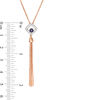 Thumbnail Image 2 of Lab-Created Blue and White Sapphire Cushion Frame Tassel Dangle Pendant in Sterling Silver with 14K Rose Gold Plate