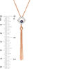 Thumbnail Image 3 of Lab-Created Blue and White Sapphire Cushion Frame Tassel Dangle Pendant in Sterling Silver with 14K Rose Gold Plate