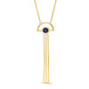 Thumbnail Image 1 of Lab-Created Blue Sapphire Solitaire Tassel Dangle Necklace in Sterling Silver with 14K Gold Plate