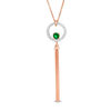 Thumbnail Image 0 of Lab-Created Emerald and White Sapphire Tassel Dangle Pendant in Sterling Silver with 14K Rose Gold Plate