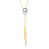 Thumbnail Image 0 of Lab-Created Blue and White Sapphire Interlocking Circles Double Tassel Necklace in Sterling Silver with 14K Gold Plate