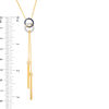Thumbnail Image 2 of Lab-Created Blue and White Sapphire Interlocking Circles Double Tassel Necklace in Sterling Silver with 14K Gold Plate