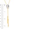 Thumbnail Image 3 of Lab-Created Blue and White Sapphire Interlocking Circles Double Tassel Necklace in Sterling Silver with 14K Gold Plate