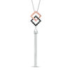 Thumbnail Image 0 of Onyx Interlocking Tilted Squares Tassel Dangle Pendant in Sterling Silver and 10K Rose Gold