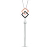 Thumbnail Image 1 of Onyx Interlocking Tilted Squares Tassel Dangle Pendant in Sterling Silver and 10K Rose Gold