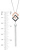Thumbnail Image 1 of Onyx Interlocking Tilted Squares Tassel Dangle Pendant in Sterling Silver and 10K Rose Gold