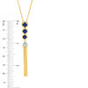 Thumbnail Image 2 of Lab-Created Blue Sapphire and 0.04 CT. T.W. Diamond Three Stone Tassel Pendant in Sterling Silver with 14K Gold Plate