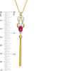 Thumbnail Image 2 of Oval Lab-Created Ruby and 0.04 CT. T.W. Diamond Double Loop Knot Tassel Pendant in Sterling Silver with 14K Gold Plate