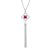 Thumbnail Image 1 of 5.0mm Lab-Created Ruby and White Sapphire Clover Frame Tassel Dangle Pendant in Sterling Silver
