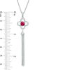 Thumbnail Image 3 of 5.0mm Lab-Created Ruby and White Sapphire Clover Frame Tassel Dangle Pendant in Sterling Silver