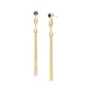 Thumbnail Image 1 of Lab-Created Blue Sapphire Solitaire Marquise Accent Tassel Drop Earrings in Sterling Silver with 14K Gold Plate