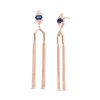 Thumbnail Image 0 of Lab-Created Blue Sapphire and 0.04 CT. T.W. Diamond Tassel Drop Earrings in Sterling Silver with 14K Rose Gold Plate