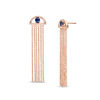 Thumbnail Image 0 of Lab-Created Blue Sapphire Solitaire Tassel Drop Earrings in Sterling Silver with 14K Rose Gold Plate