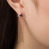 Thumbnail Image 1 of Lab-Created Blue Sapphire Solitaire Tassel Drop Earrings in Sterling Silver with 14K Rose Gold Plate