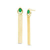 Thumbnail Image 0 of Pear-Shaped Lab-Created Emerald Solitaire Teardrop Frame Tassel Drop Earrings in Sterling Silver with 14K Gold Plate