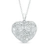 Thumbnail Image 0 of 0.07 CT. T.W. Diamond Filigree Heart Vintage-Style Locket in Sterling Silver