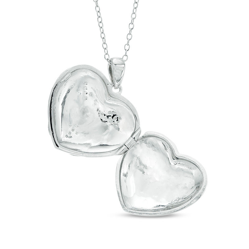 0.07 CT. T.W. Diamond Filigree Heart Vintage-Style Locket in Sterling Silver