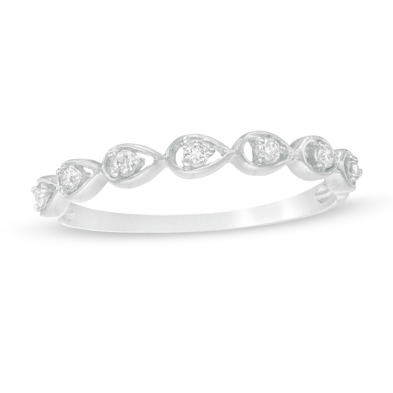 0.06 CT. T.W. Diamond Teardrop Frames Band in 10K White Gold