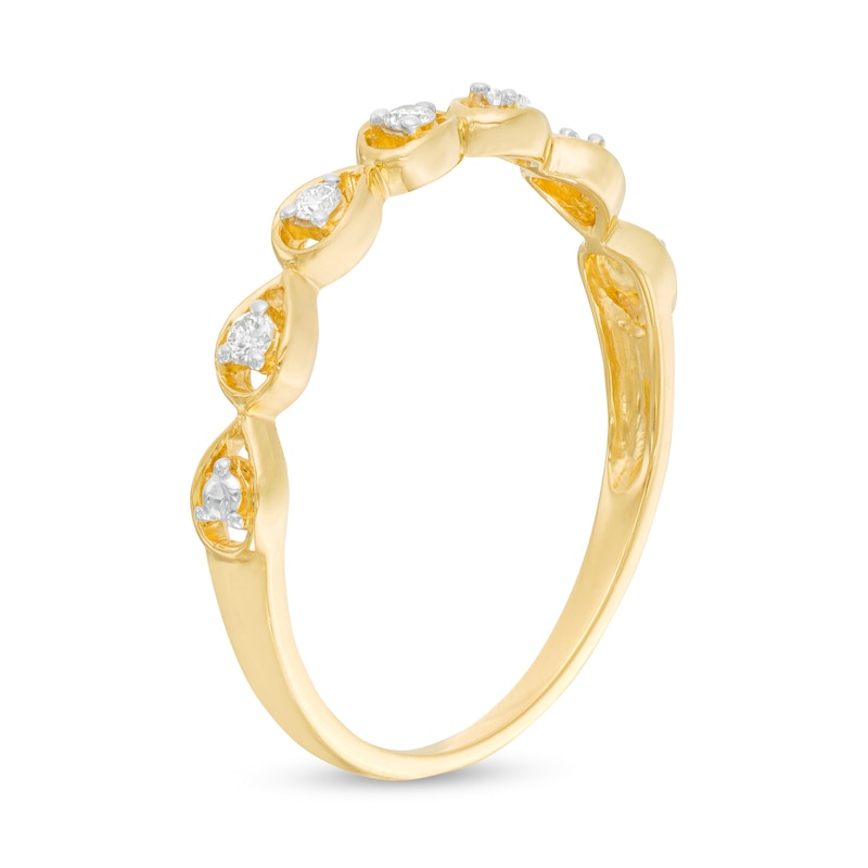 Main Image 3 of 0.06 CT. T.W. Diamond Teardrop Frames Band in 10K Gold