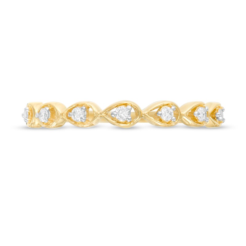 Main Image 4 of 0.06 CT. T.W. Diamond Teardrop Frames Band in 10K Gold