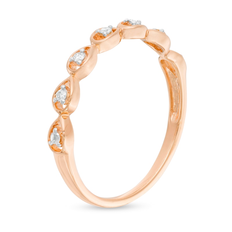 Main Image 3 of 0.06 CT. T.W. Diamond Teardrop Frames Band in 10K Rose Gold