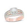 Thumbnail Image 0 of 0.92 CT. T.W. Diamond Cushion Frame Multi-Row Bridal Set in 10K Rose Gold