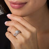 Thumbnail Image 1 of 0.92 CT. T.W. Diamond Cushion Frame Multi-Row Bridal Set in 10K Rose Gold