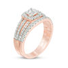 Thumbnail Image 2 of 0.92 CT. T.W. Diamond Cushion Frame Multi-Row Bridal Set in 10K Rose Gold