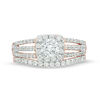 Thumbnail Image 3 of 0.92 CT. T.W. Diamond Cushion Frame Multi-Row Bridal Set in 10K Rose Gold