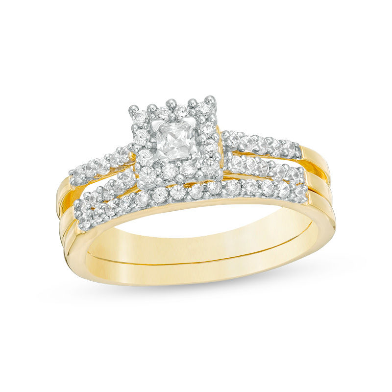 0.46 CT. T.W. Princess-Cut Diamond Frame Bridal Set in 10K Gold|Peoples Jewellers