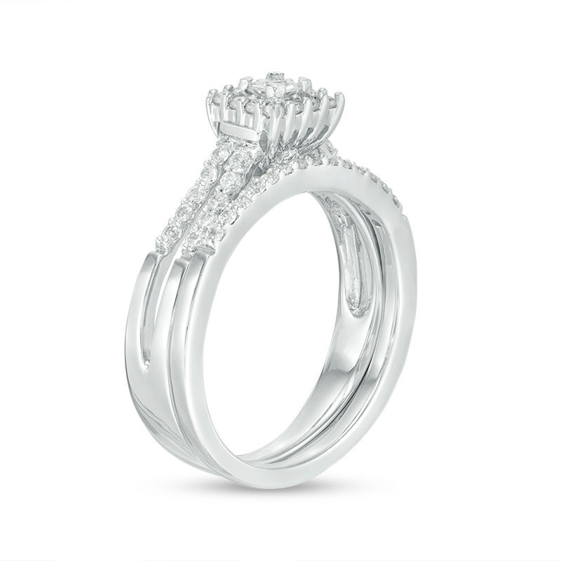 0.46 CT. T.W. Princess-Cut Diamond Frame Bridal Set in 10K White Gold