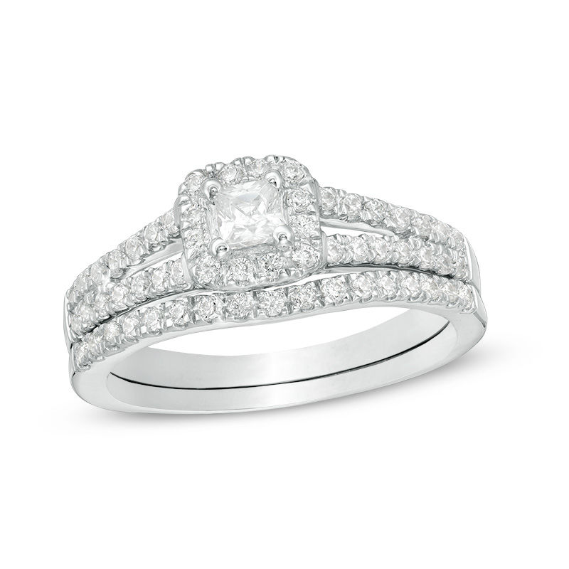 0.45 CT. T.W. Princess-Cut Diamond Frame Bridal Set in 10K White Gold|Peoples Jewellers