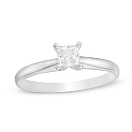 0.50 CT. Princess-Cut Diamond Solitaire Engagement Ring in 14K White Gold (J/I3)