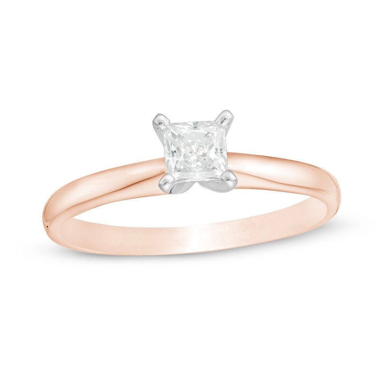 0.50 CT. Princess-Cut Diamond Solitaire Engagement Ring in 14K Rose Gold