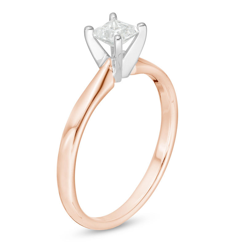 0.50 CT. Princess-Cut Diamond Solitaire Engagement Ring in 14K Rose Gold