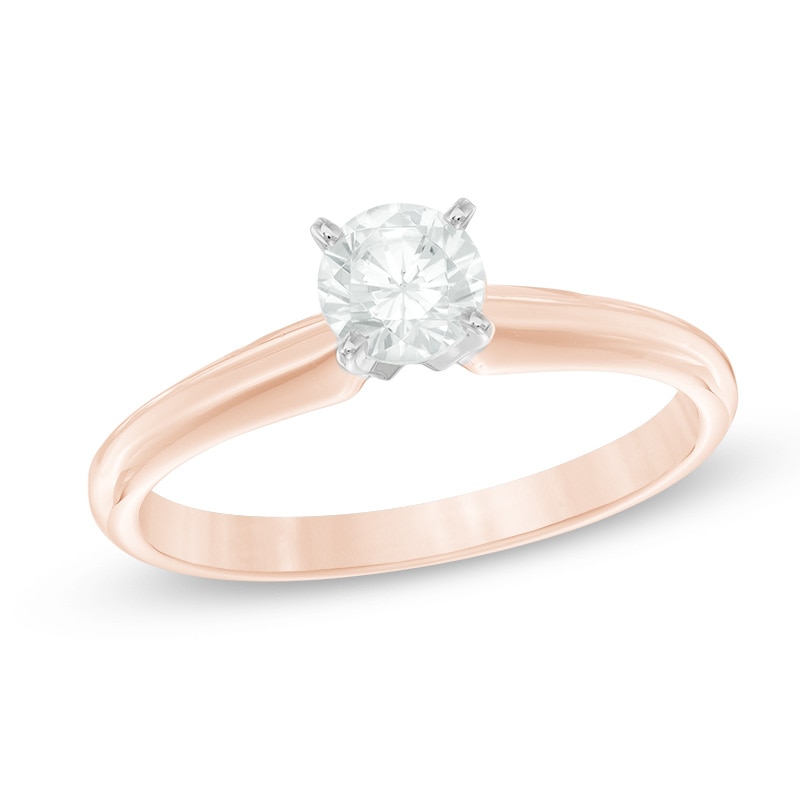 0.50 CT. Diamond Solitaire Engagement Ring 14K Rose Gold (J/I3)