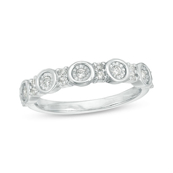 0.23 CT. T.W. Diamond Alternating Circle and Rectangle Stackable Band in 10K White Gold