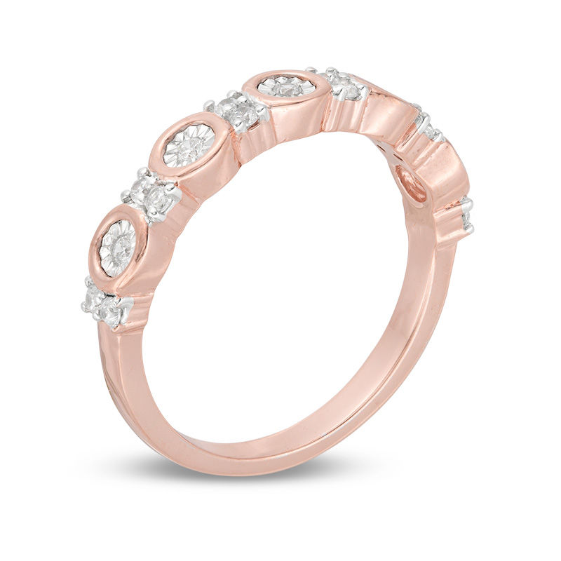 0.23 CT. T.W. Diamond Alternating Circle and Rectangle Stackable Band in 10K Rose Gold