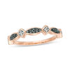 Thumbnail Image 1 of 0.116 CT. T.W. Enhanced Black and White Diamond Alternating Tilted Square and Marquise Stackable Band in 10K Rose Gold