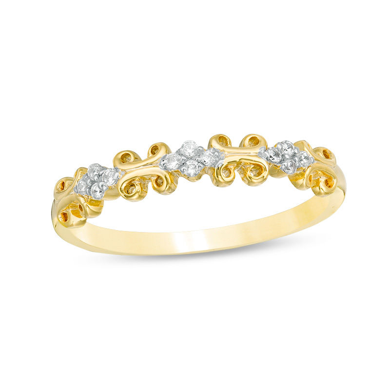 0.066 CT. T.W. Diamond Filigree Stackable Band in 10K Gold|Peoples Jewellers