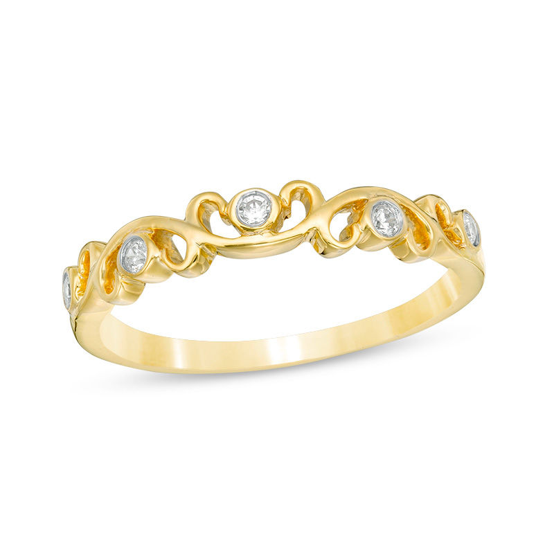 0.04 CT. T.W. Diamond Filigree Stackable Band in 10K Gold | Peoples ...