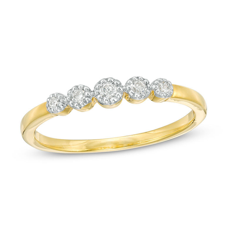 0.086 CT. T.W. Diamond Five Stone Stackable Band in 10K Gold|Peoples Jewellers