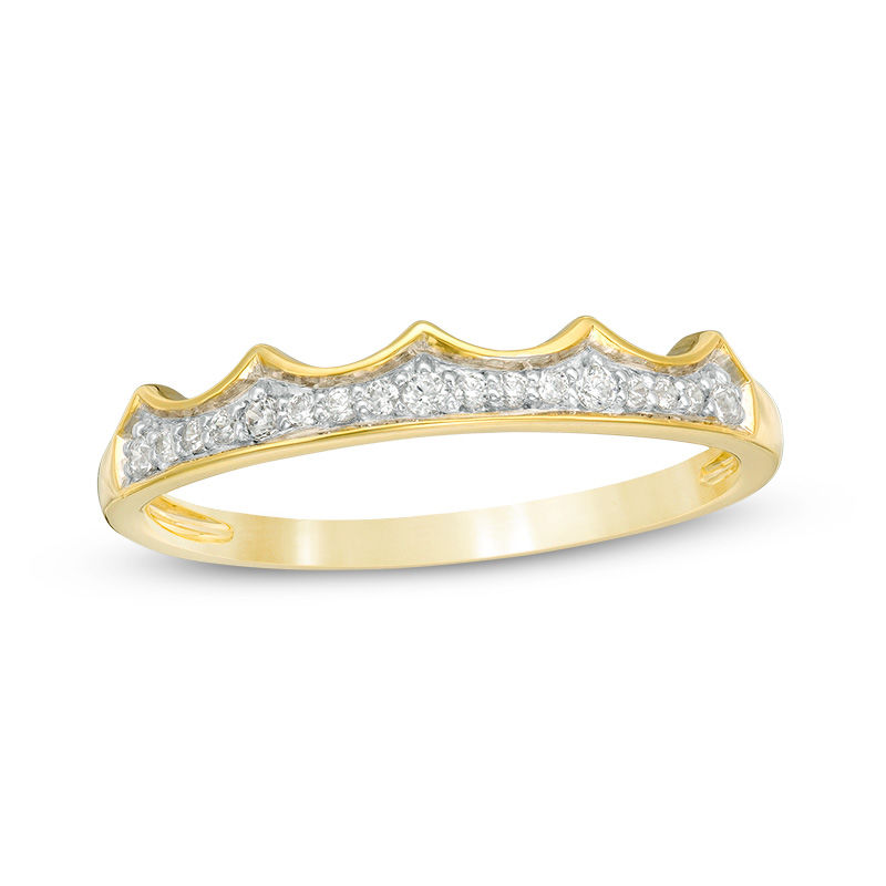 0.088 CT. T.W. Diamond Crown Stackable Band in 10K Gold|Peoples Jewellers