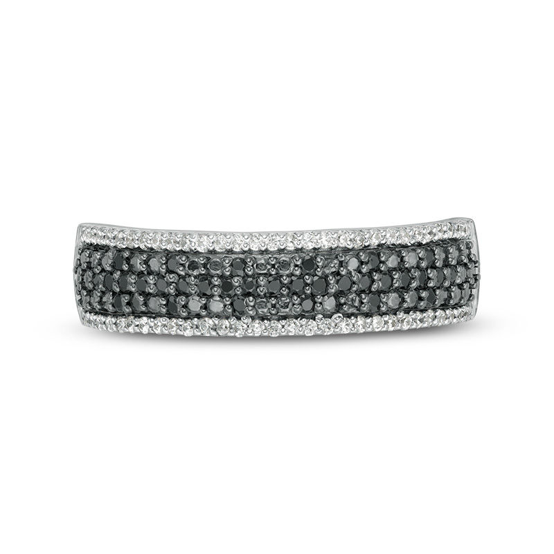 Main Image 3 of 0.23 CT. T.W. Enhanced Black and White Diamond Multi-Row Band in 10K White Gold